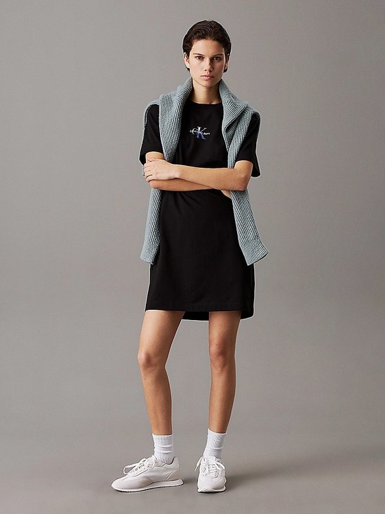 Calvin Klein Jeans – Gradient Monologo šaty, Černá barva