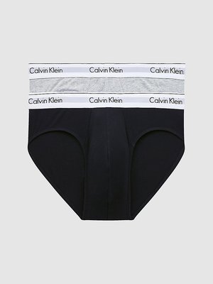 Calvin Klein Underwear – Modern Cotton slipy 2ks, Černá, Šedá barva