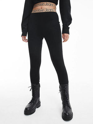 Calvin Klein Jeans – Logo elastic legíny, Černá barva
