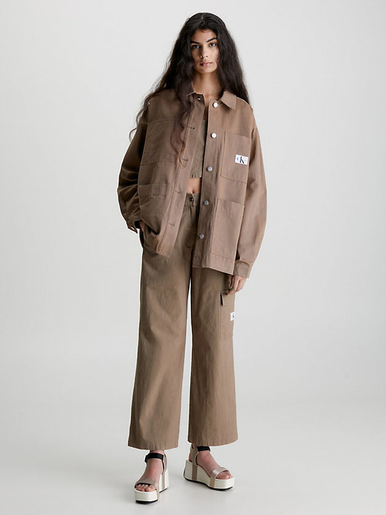 Módní Badge Utility košile, Hnědá barva, 2023