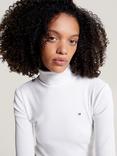 Luxusní Slim Rib Roll svetr, Bílá barva, XS/R, S/R, M/R