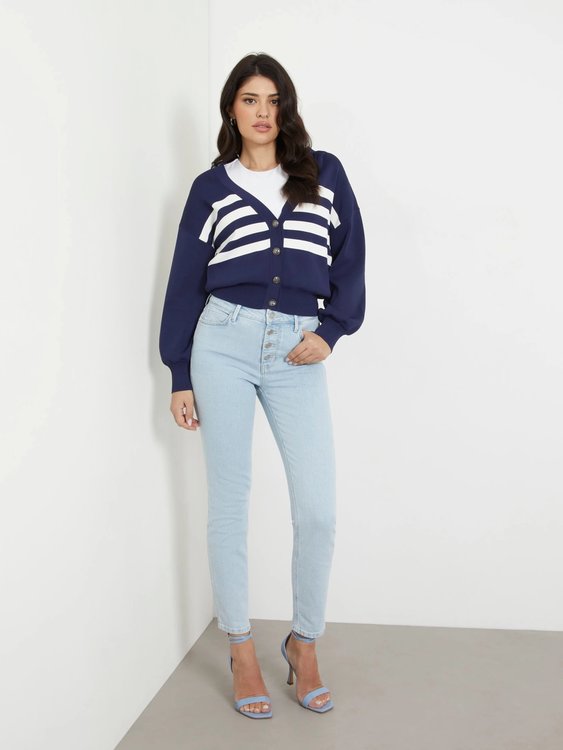 Módní Rachel svetr, Modrá barva, 2024