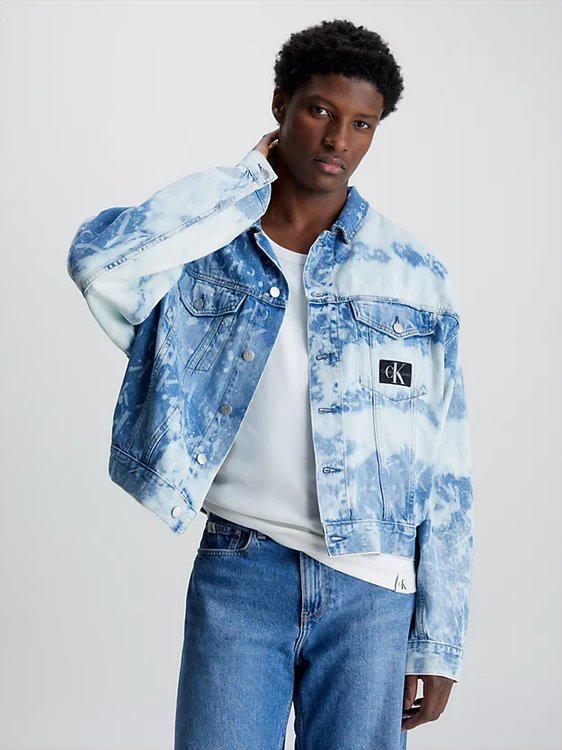 Calvin Klein Jeans – Boxy Denim bunda, Modrá barva