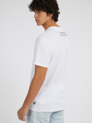 Flower Stencil triko – GUESS, Bílá barva Muži