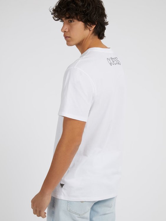 Flower Stencil triko – GUESS, Bílá barva Muži