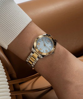 GUESS, Modrá, Stříbrná, Zlatá barva Mini Luna hodinky