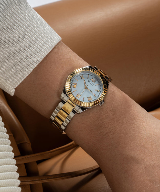 GUESS, Modrá, Stříbrná, Zlatá barva Mini Luna hodinky