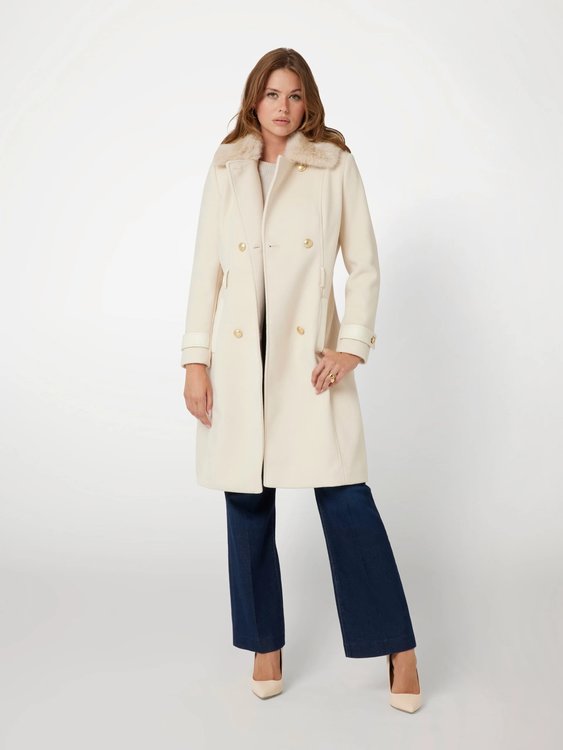 Amelia Double Breast Belt kabát – GUESS, Krémová barva Ženy