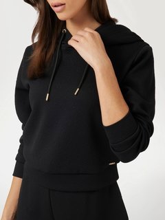 Luxusní Peony Logo mikina s kapucí, Černá barva, XS, S