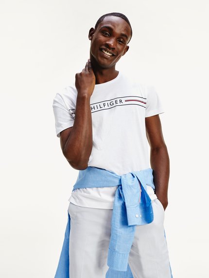 Módní TH Logo Triko, Bílá barva, 2020