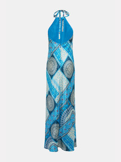 Módní Mykonos maxi šaty, Modrá, Tyrkysová barva, 2022 1