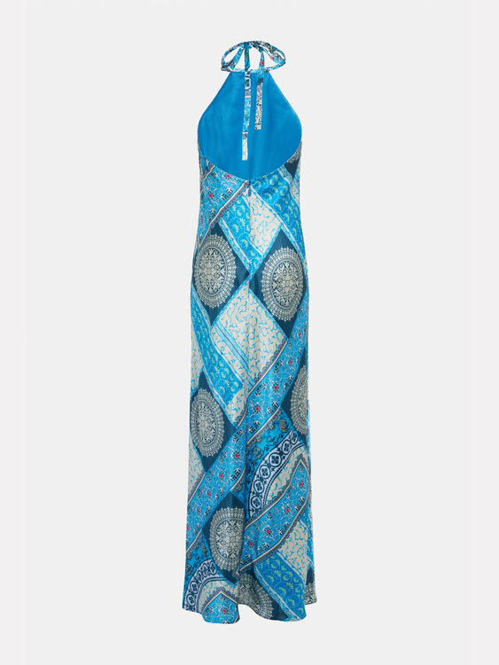 Módní Mykonos maxi šaty, Modrá, Tyrkysová barva, 2022 1