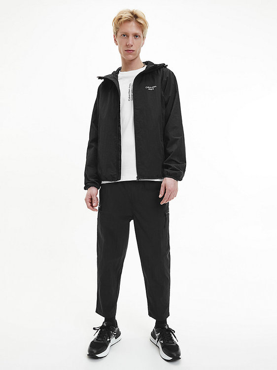 Stacked logo větrová bunda – Calvin Klein Jeans, Černá barva Muži