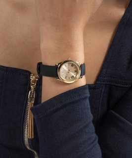 Černá, Zlatá barva, Mini Luna hodinky