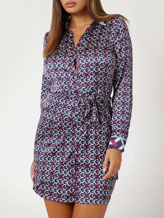 Luxusní Alya Printed šaty, Modrá, Multi barva, XS, S, M, L