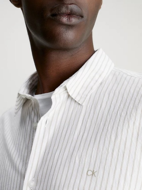 Módní Slub Stretch Stripe košile, Bílá barva, 2024