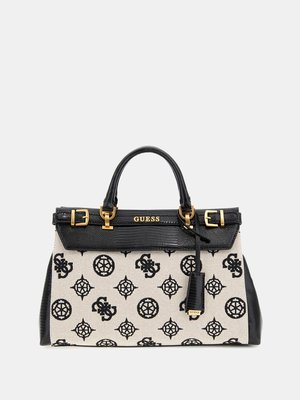 GUESS – Sestri Logo Luxury střední kabelka, Černá barva
