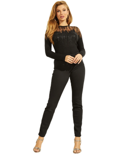 Luxusní Claudine svetr, Černá barva, XS, L