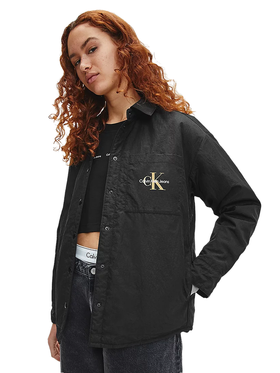 Crinkle košilová bunda – Calvin Klein Jeans, Černá barva Ženy