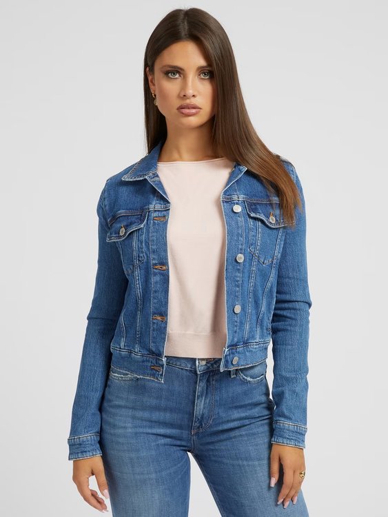 GUESS – Delya Trucker bunda, Modrá barva