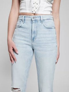 80's Straight jeany Modrá barva Ženy