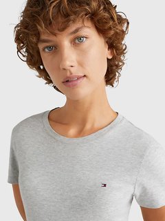 Luxusní Heritage Crew Neck triko, Stříbrná barva, S