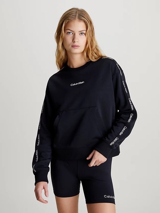 Calvin Klein Performance – Cropped French mikina, Černá barva