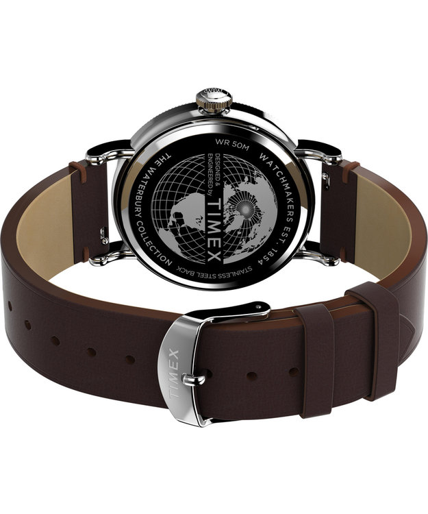 Luxusní Waterbury hodinky, Hnědá, Navy, Stříbrná barva