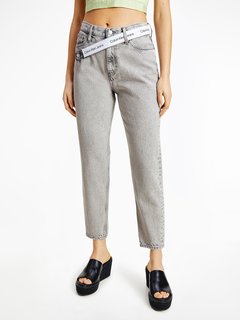 Luxusní Logo mom jeans, Šedá barva, 25/UNI, 26/UNI, 27/UNI, 28/UNI, 29/UNI, 30/UNI 1