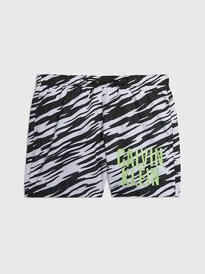 Calvin Klein Swimwear – Medium Drawstring plavky, Bílá, Černá barva