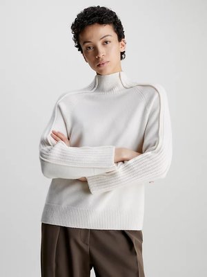 Calvin Klein – Recycled Wool svetr, Bílá barva