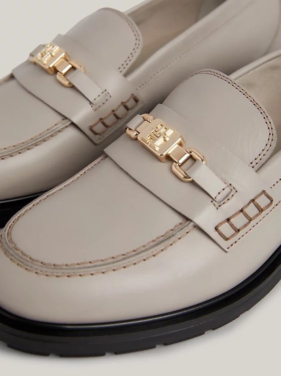 Módní TH Monogram Leather mokasíny, Hnědá, Šedá barva, 2024