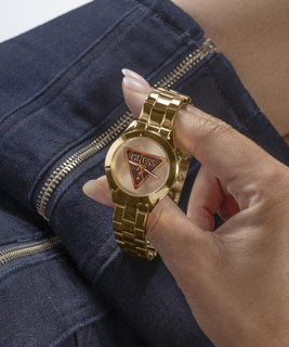GUESS – Tri Plaque hodinky, Zlatá barva 1
