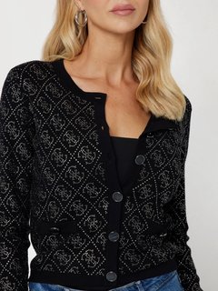 Luxusní Paige 4G Stones svetr propínací, Černá barva, M
