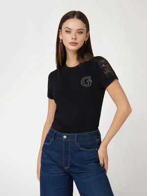 GUESS – Lace triko, Černá barva