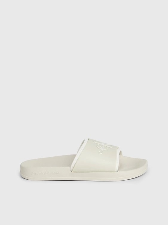 Calvin Klein Jeans – Slide Monogram TPU pantofle, Bílá, Krémová barva