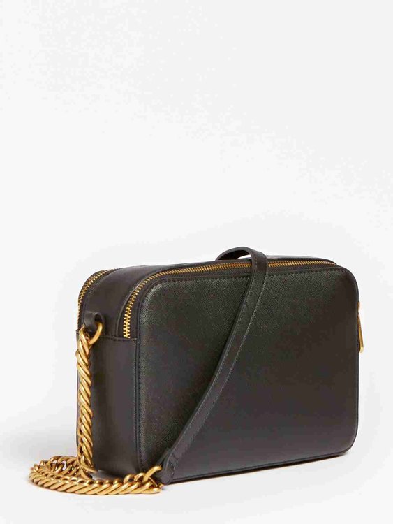 Luxusní Aura Saffiano crossbody, Černá barva, T/U 1