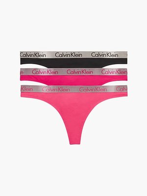 Calvin Klein Underwear – Radiant Cotton tanga 3ks, Černá, Růžová barva
