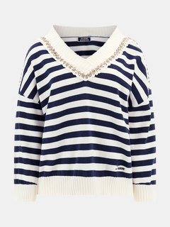 Luxusní Clea svetr, Bílá, Navy barva, XS