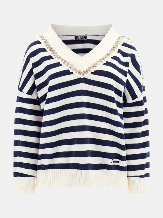 Luxusní Clea svetr, Bílá, Navy barva, XS