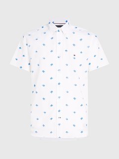 Monogram Print košile Bílá barva Muži