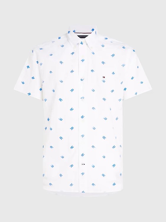 Monogram Print košile Bílá barva Muži