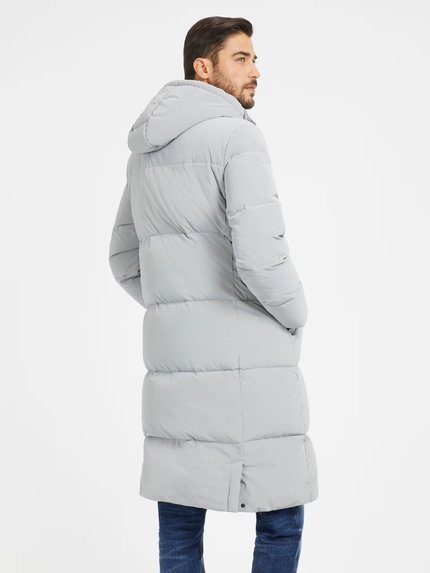 Módní Space Long péřový kabát, Šedá barva, 2023