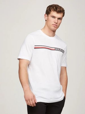 Tommy Hilfiger – Chest Stripe triko, Bílá barva