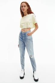 Módní Cropped triko, Žlutá barva, 2022