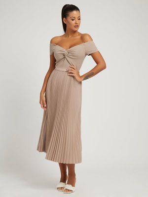 GUESS – Erynn šaty, Béžová barva