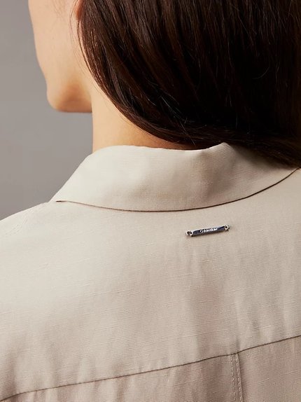 Módní Linen Blend šaty, Béžová, Hnědá barva, 2024