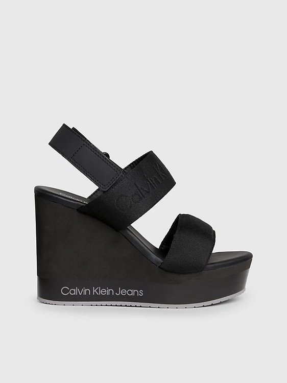 Calvin Klein Jeans – Wedge sandály, Černá barva