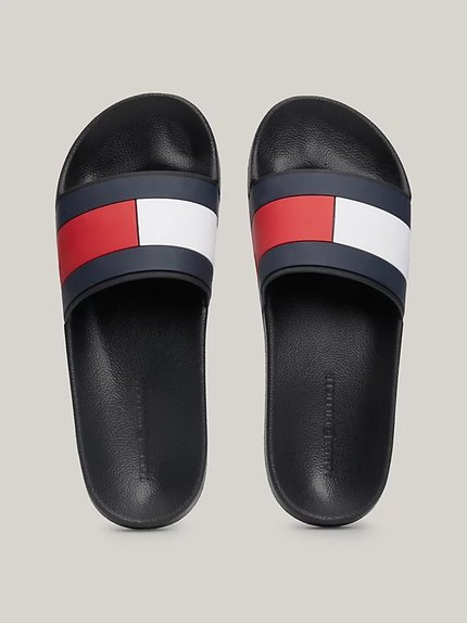 Módní Rubber TH Flag Pool pantofle, Černá barva, 2024