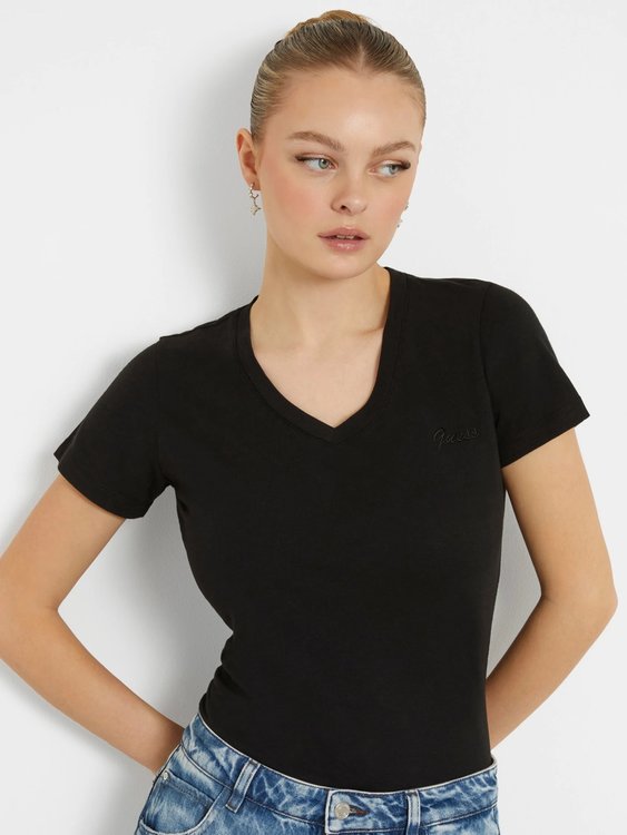 Luxusní Slubby triko, Černá barva, XS, S, M, L, XL